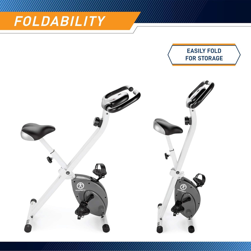 Foldable Upright Exercise Bike with Adjustable Resistance for Cardio Workout & S