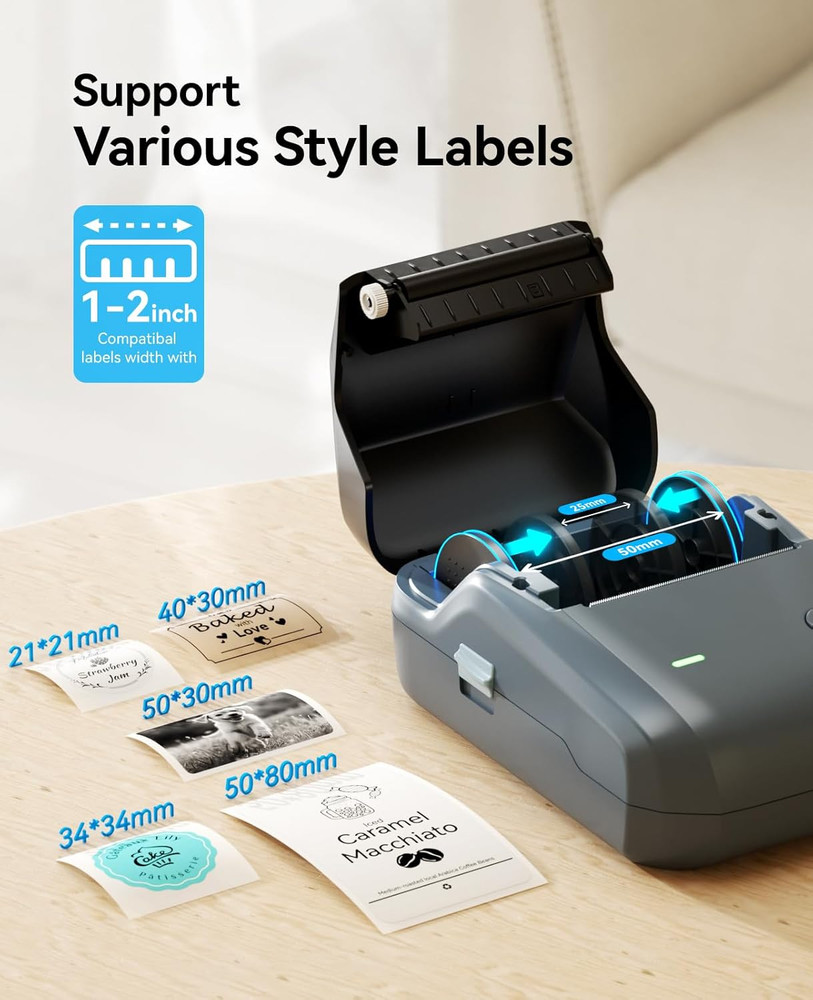 B1 Label Maker Machine with Tape, Label Printer with 3 Rolls Stickers,