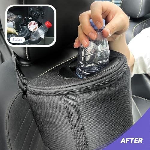 Car Trash Can – Premium Adjustable Strap & Bottom Hook Design with Convenient