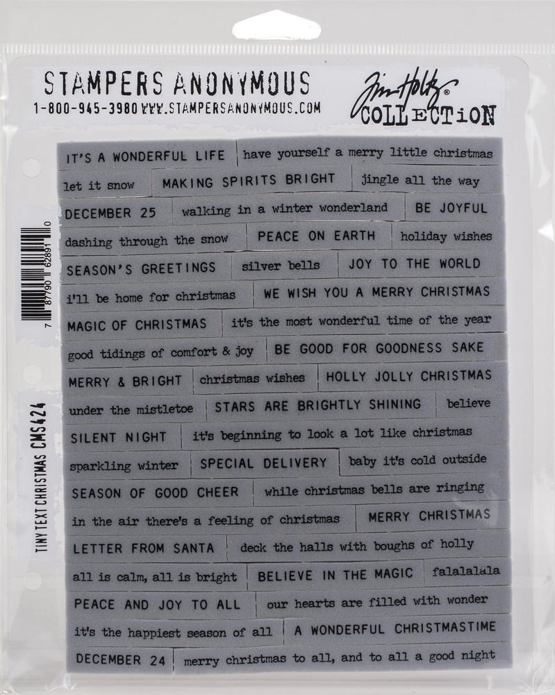 Tim Holtz Cling Stamps 7"X8.5"-Tiny Text Christmas