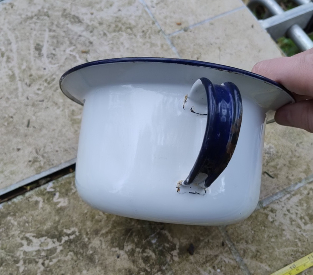 Vintage Enamel Potty Chamber pot Planter