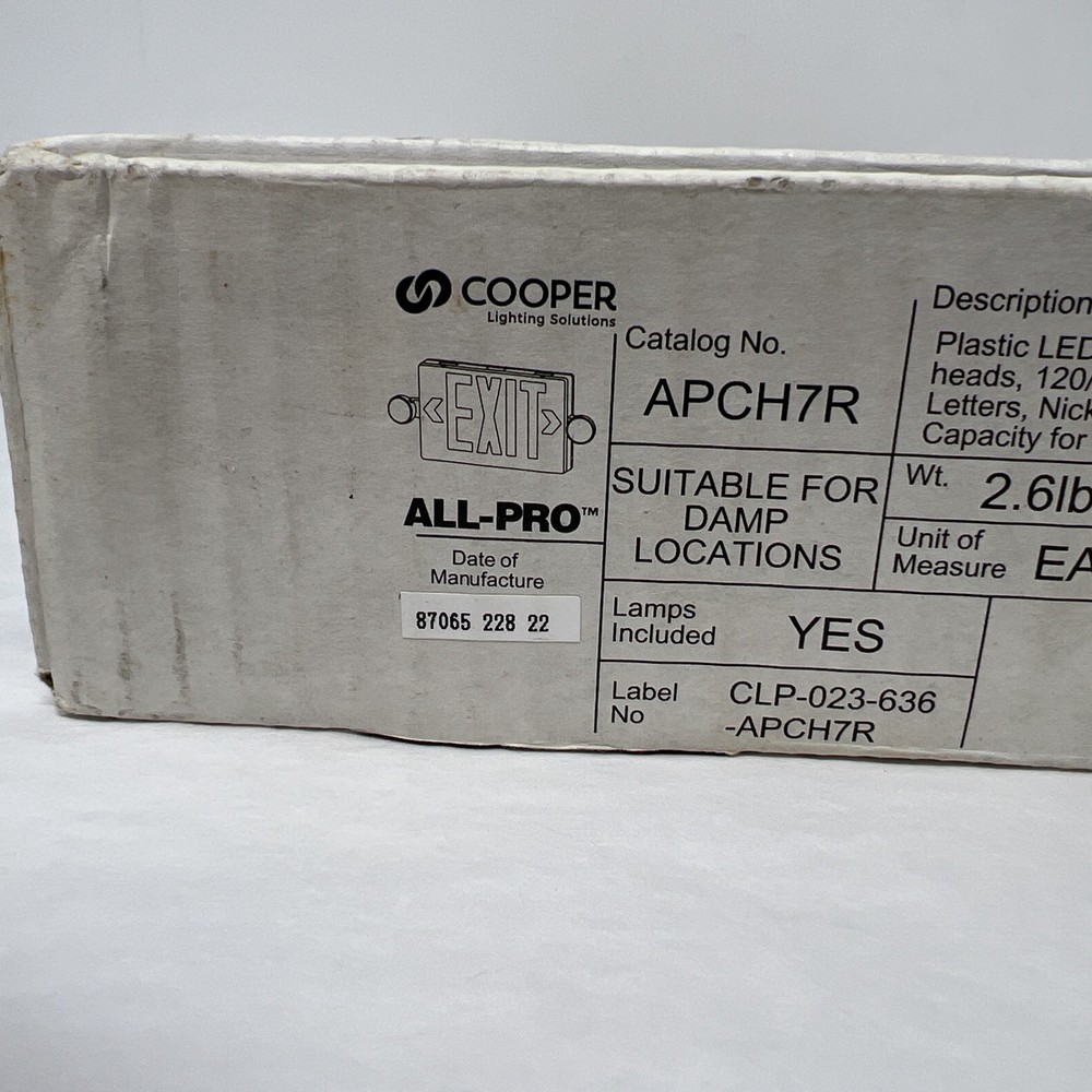 Cooper Lighting APCH7R Self Powered Combination LED Exit Sign All-Pro Plastic