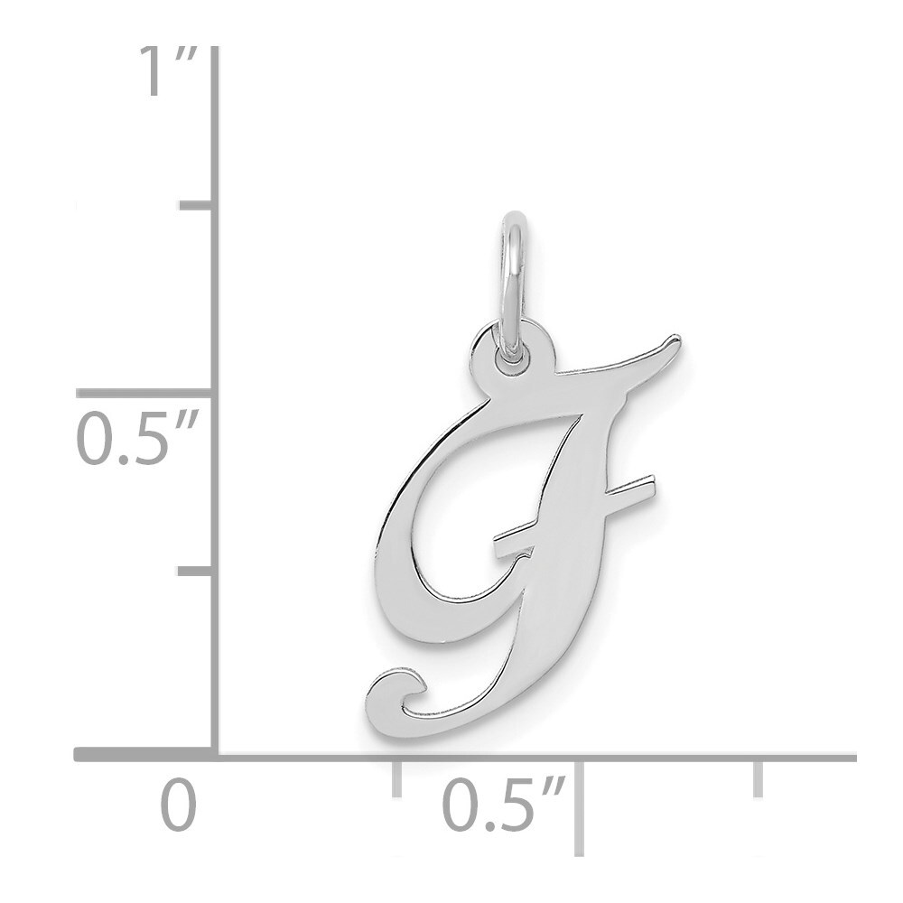 14K White Gold Small Fancy Script Initial F Charm