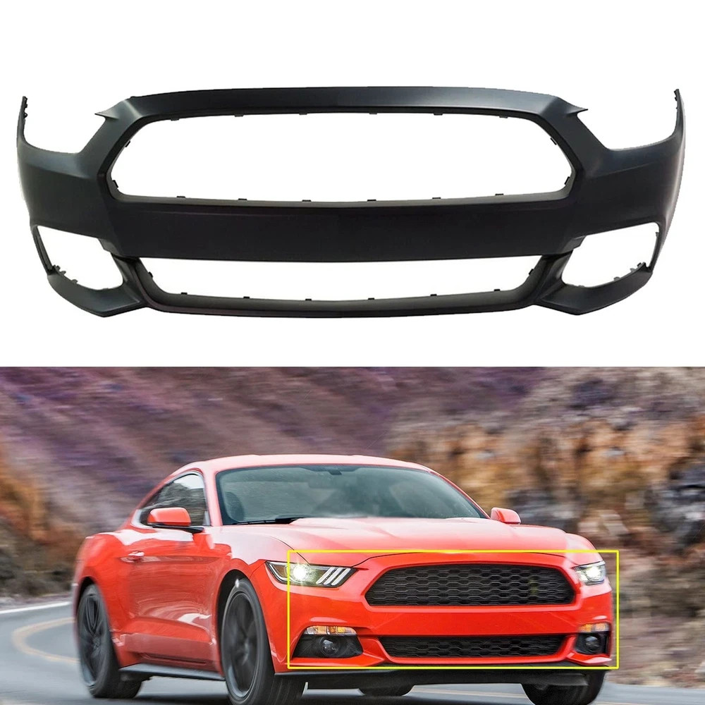Front Bumper Cover Plastic Primed for 2015-2017 Mustang Except Shelby