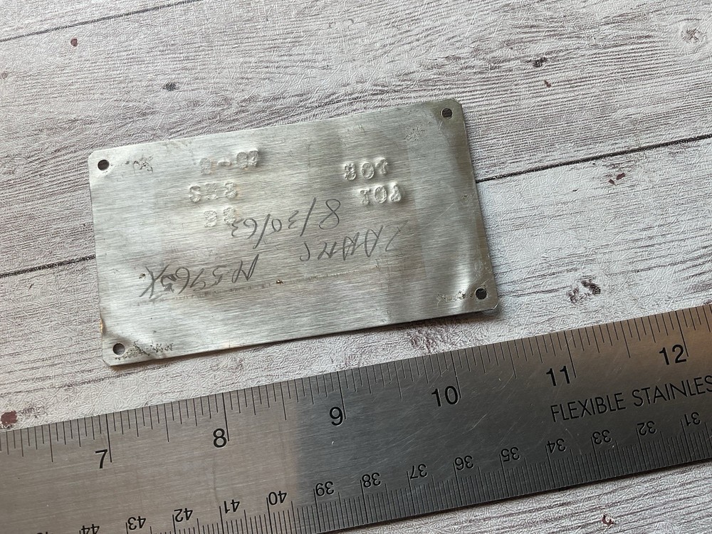 ORIGINAL 1961 BRANTLY B2 HELICOPTER DATA NAME PLATE