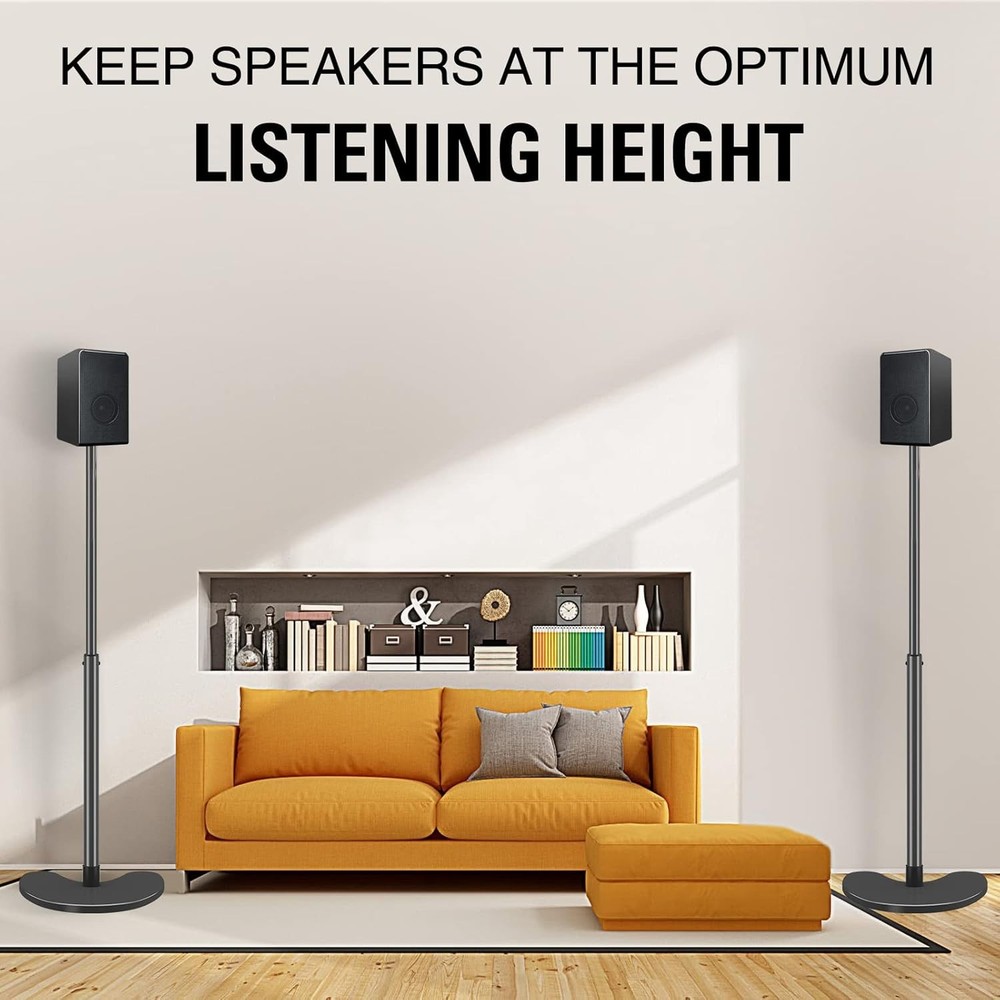 Adjustable Speaker Stands, Heavy Duty Base, 11 Lbs Capacity