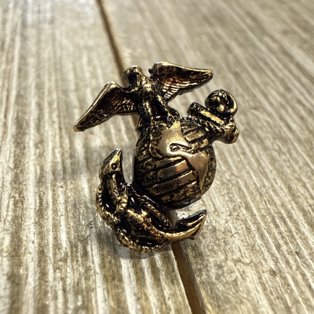 Gold Tone USMC EGA Eagle Globe Anchor Left Emblem Hat Pin