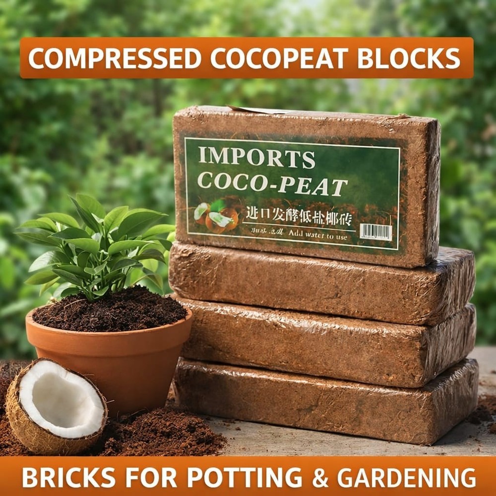 2 Pack Organic Coco Peat Bricks Compressed Coconut Fiber Growing Medium 430 gram