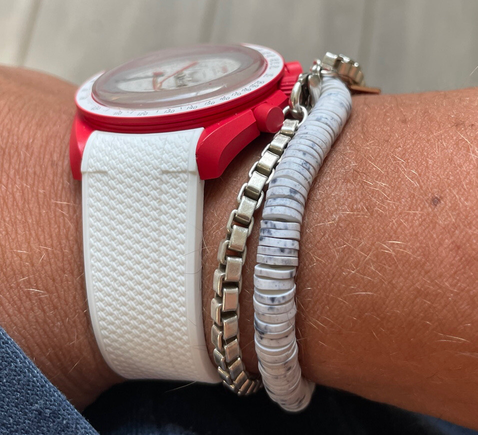 20mm WHITE “sailcloth pattern” rubber Moonswatch SWATCH Mission Venus Mars Moon