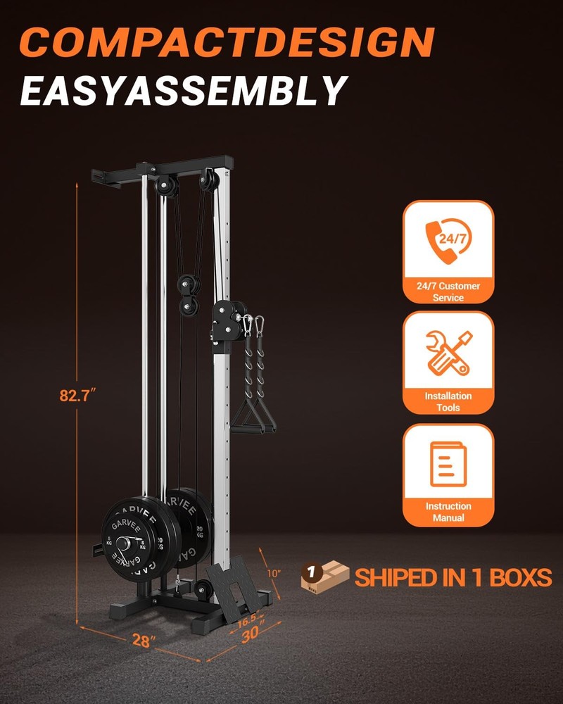 Wall Mount Cable Machine, Adjustable Dual Pulley Cable Crossover Machine Workout
