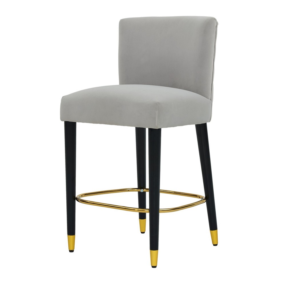 2x Upholstered Barstools Fabric Counter Height Stools for Dining Room Kitchen