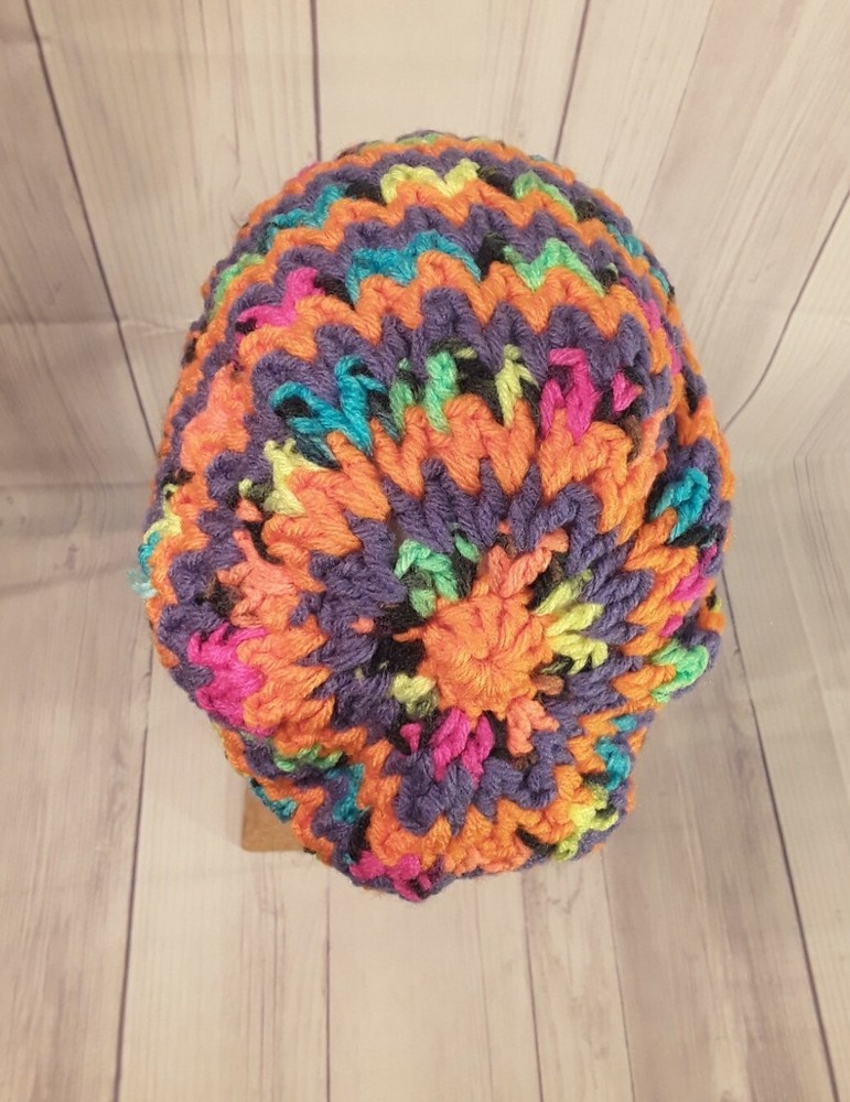 Chunky Crochet Winter Beanie Hat Bright Colors.