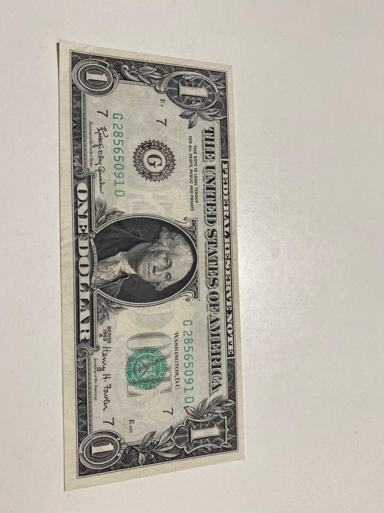$1 ERROR 1963 A Offset Transfer Face to Back AU， Rare！