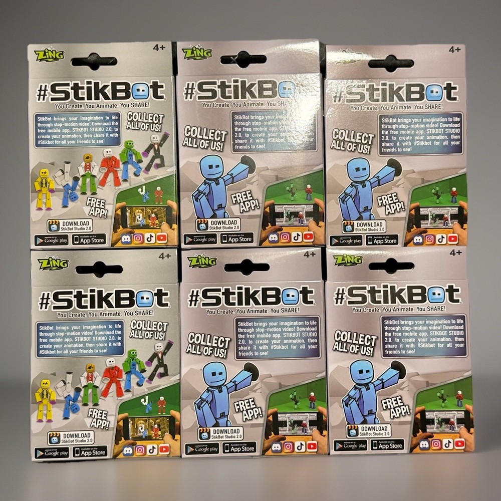 🔥STIKBOT Poseable Action Figure Stop-Motion Animation 6 Pack BNWT🔥
