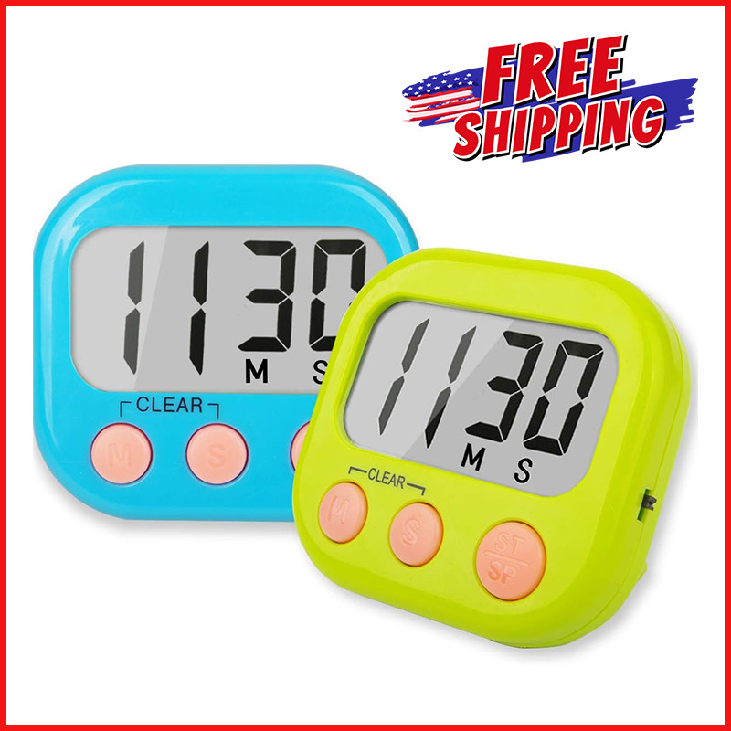 2PCS MAGNETIC DIGITAL KITCHEN TIMER Portable Classroom Kitchen LED Display Alarm