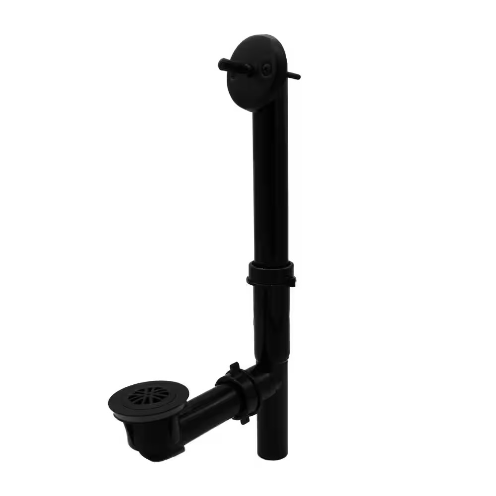 1-1/2 In. Black Poly Tubular Trip Lever Drain Kit, Matte Black