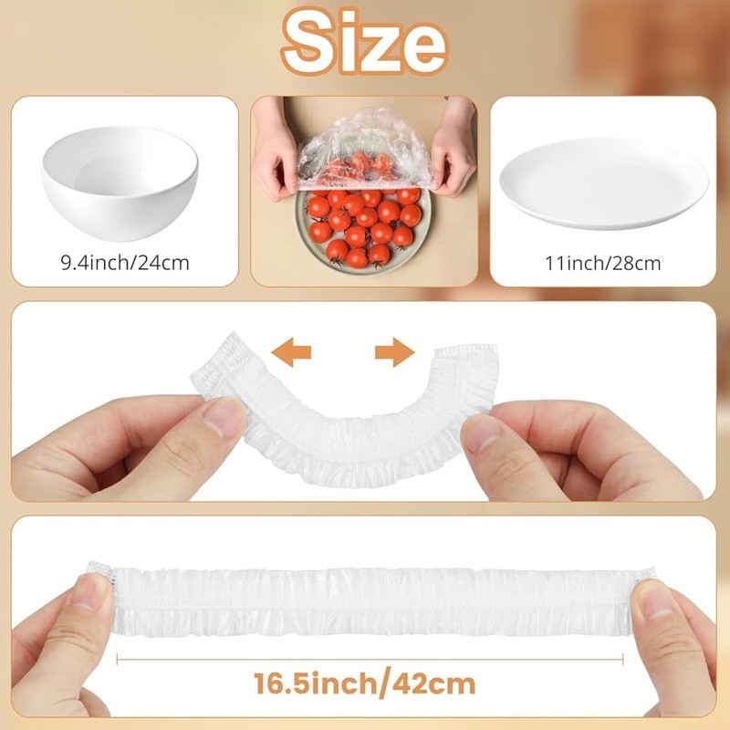 Elastic Food Covers Bowls Plates Stretchable Kitchen Storage Leftovers 200 Pcs