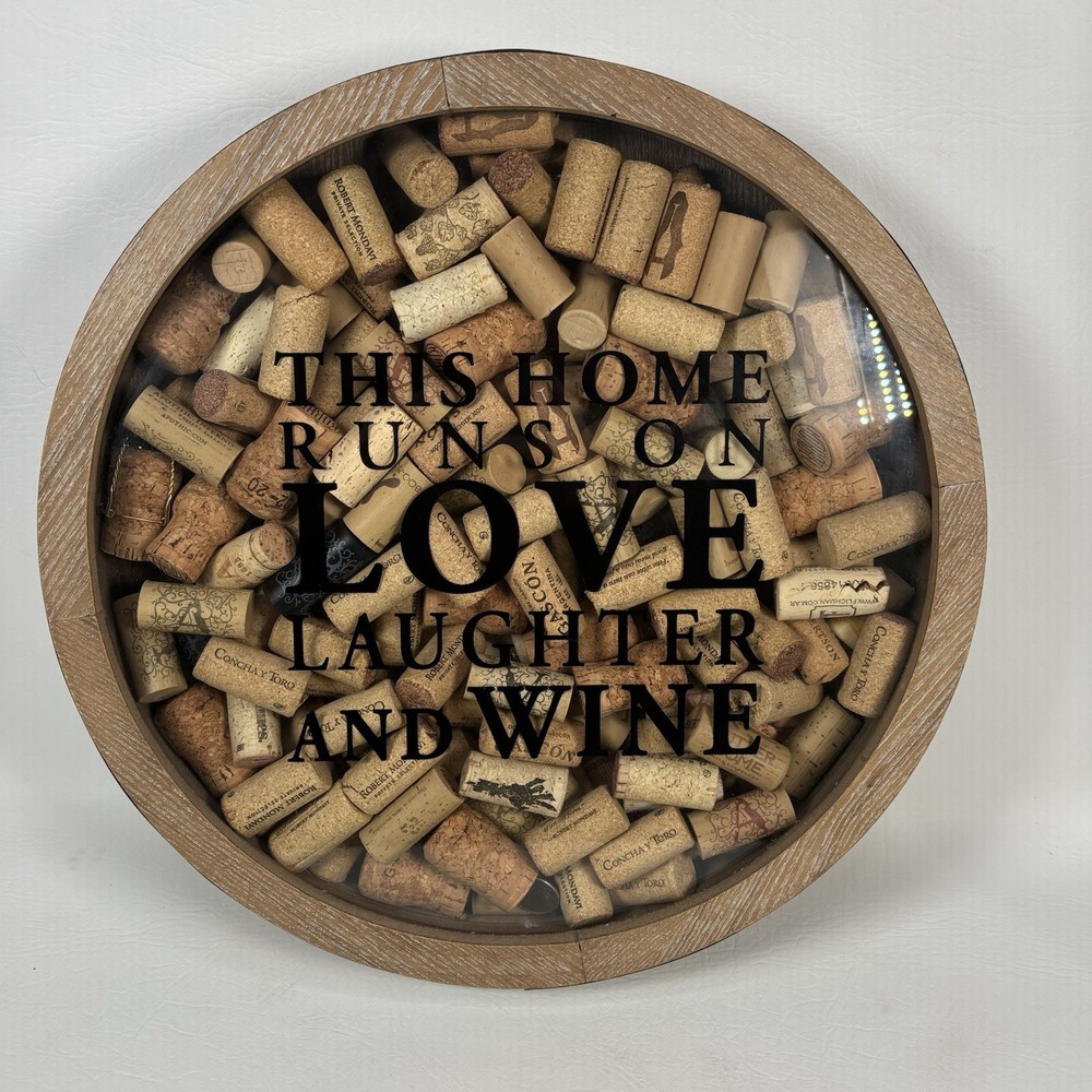 Wine Cork Shadow Box “This Home Runs on Love Laughter and Wine” Includes Corks