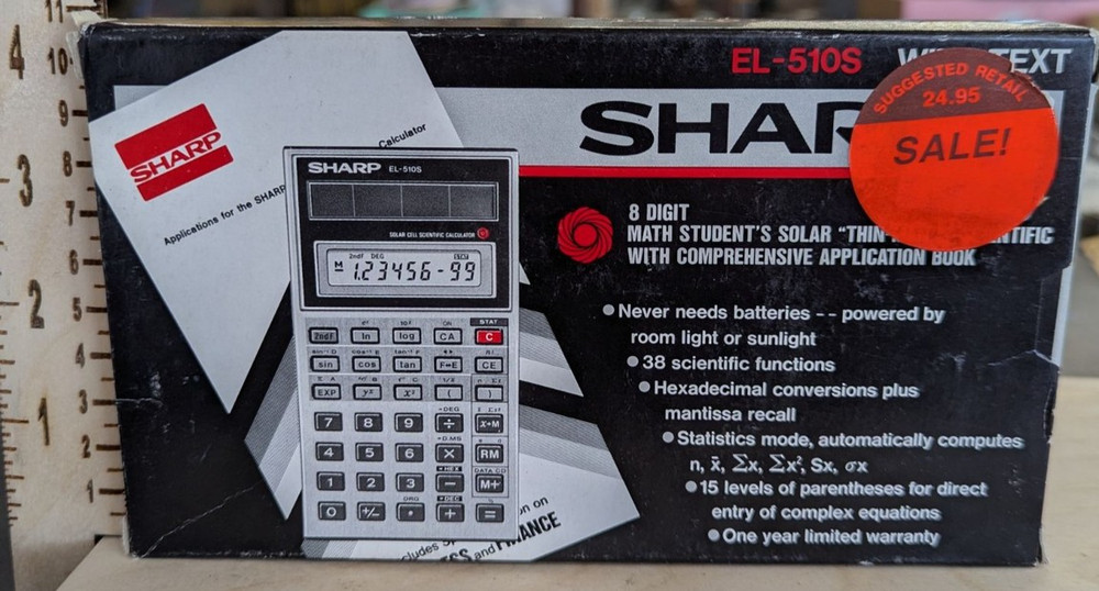 Sharp EL-510S Scientific Calculator 8-Digit Solar Thin With Text Comprehensive A