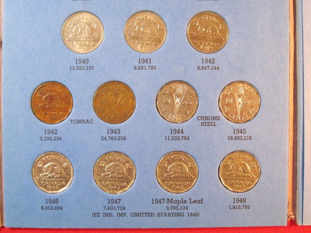 PARTIAL #1+#2 CANADA NICKEL/ 5 CENT COLLECTION  (#352E)