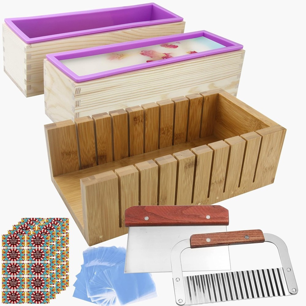 Robust Silicone Soap Molds and Cutter Set - Safe for Microwave & Dishwasher Use