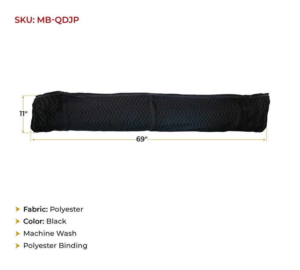 2 Pack 69"x11" Polyester Quilted Door Jamb Protector Pad w/ Hook and Loop Straps