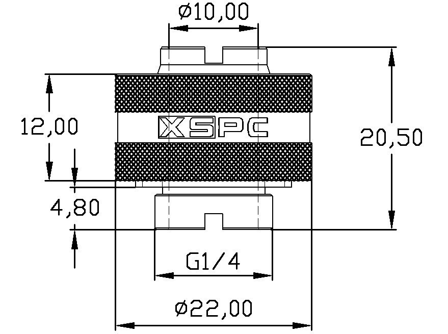 4pc XSPC 7/16" x 5/8" Compression Fitting V2, Black Chrome Finish, G1/4" Threads