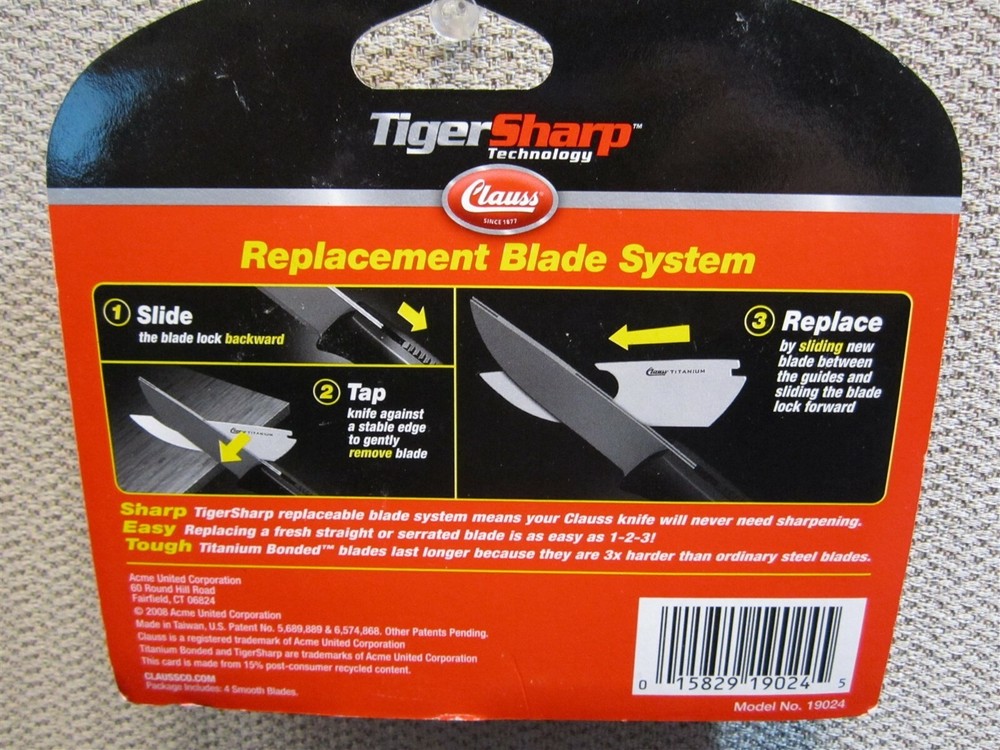 Tiger Sharp 19024 Smooth Titanium Bonded Replacement Blades -- Pack of 4