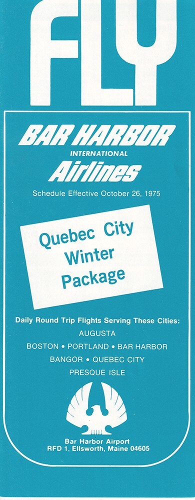 Bar Harbor Airlines timetable 1975/10/26