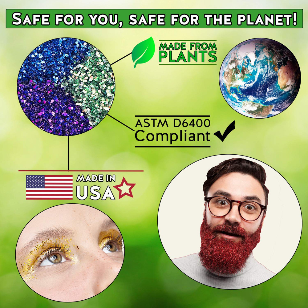 Moonlit Silver Biodegradable Glitter 1/2 Ounce - Made from Plant Cellulose, Eart