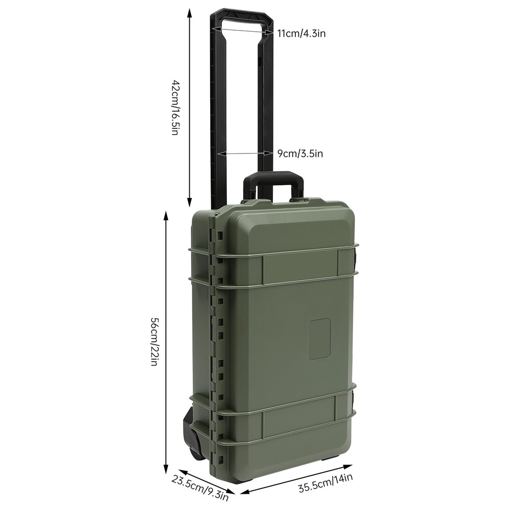 22" Camera Hard Case Protective Roller Camera Carrying Case Waterproof W/ Foams