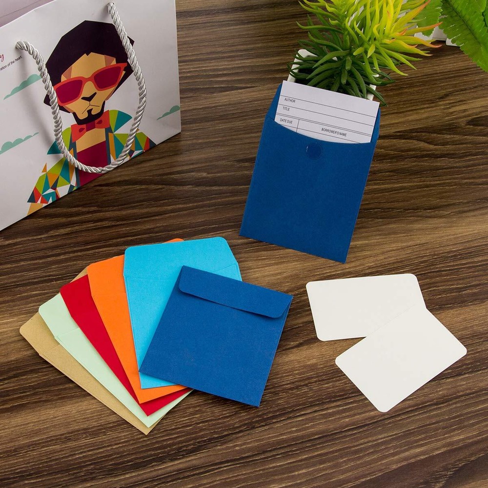 120 Pieces Small Envelopes Library Card Non-Adhesive Packets Envelopes with 1...