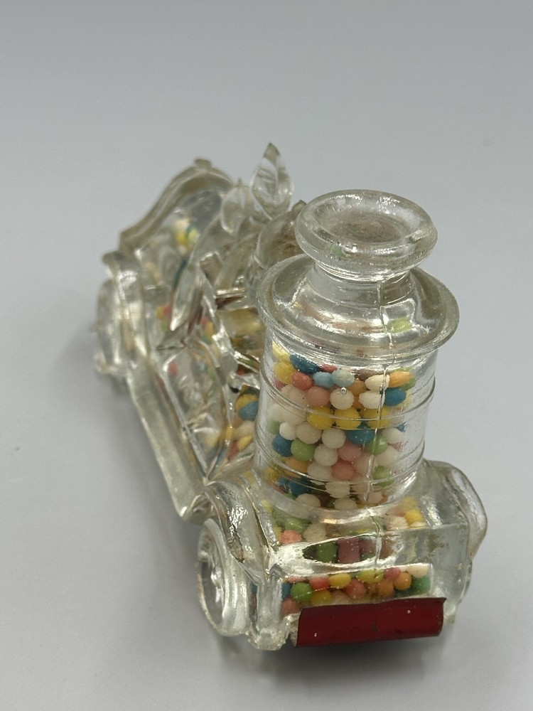 1920s FIRE ENGINE Large Boiler GLASS CANDY CONTAINER Antique A&E 220