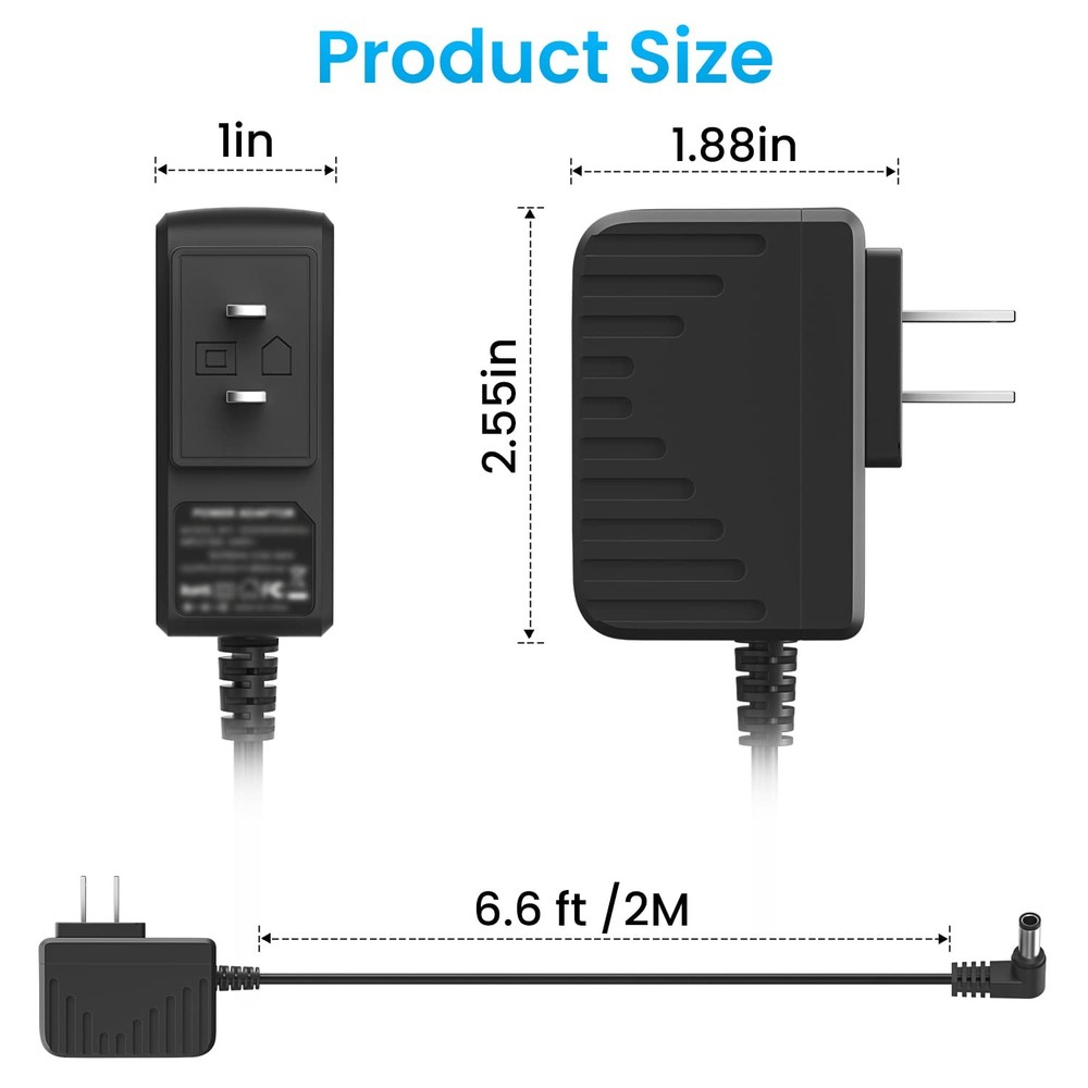 9V Adapter for Boss Effects Pedals, Distortion, Casio Keyboards, 9V 850mA Pow...