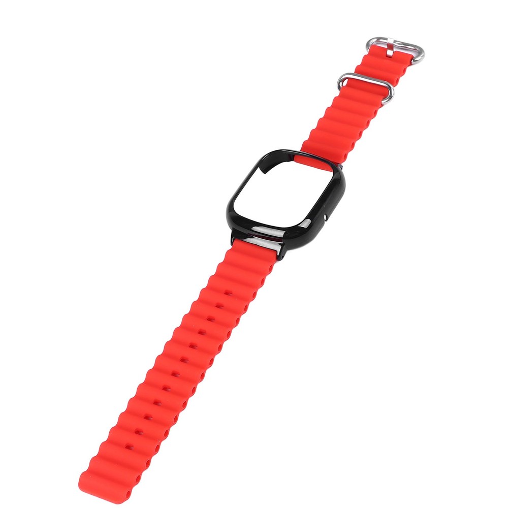 Silicone Watch Band With Case Replacement For Honor 4 Adjustable Strap (Red )
