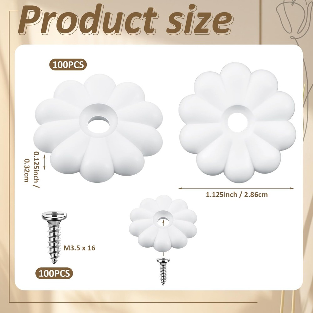 100 Pack Rosette Washers with Screws Mobile Home/RV Ceiling Rosette Buttons D...