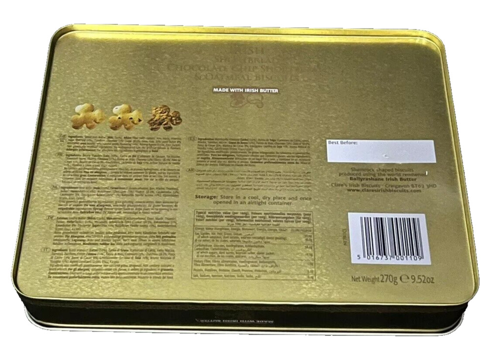 Clare’s A Gift From Dublin Irish Shortbread Biscuits Metal Empty Tin ~ Storage