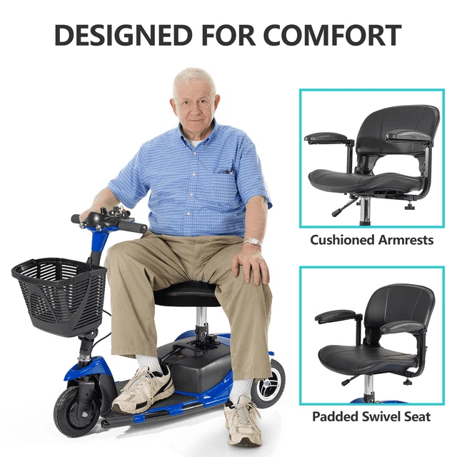 Pro 3 Wheel Mobility Scooter Electric Powered Mobile Folding Wheelchairs Device