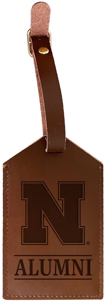 Nebraska Cornhuskers Engraved Leather Luggage Tag (Multiple Designs)