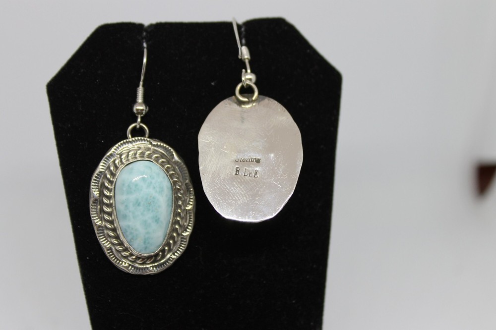 Larimar and Sterling Silver Earrings