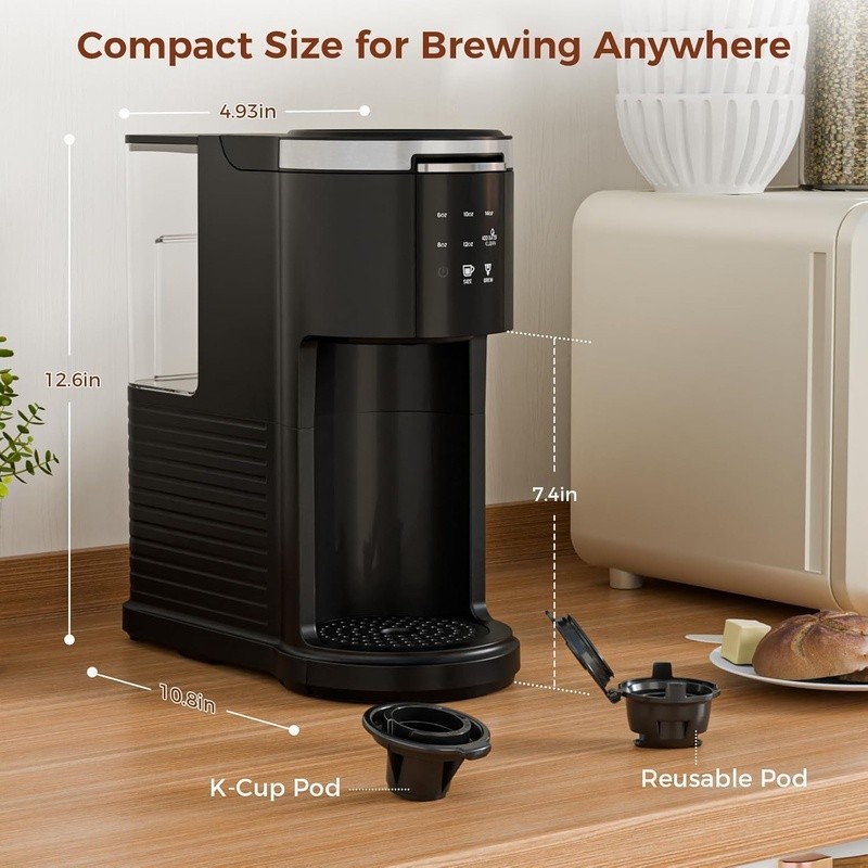 Single Serve Coffee Maker 2 in 1 Pod & Ground Coffee Touchscreen Quick Brew New