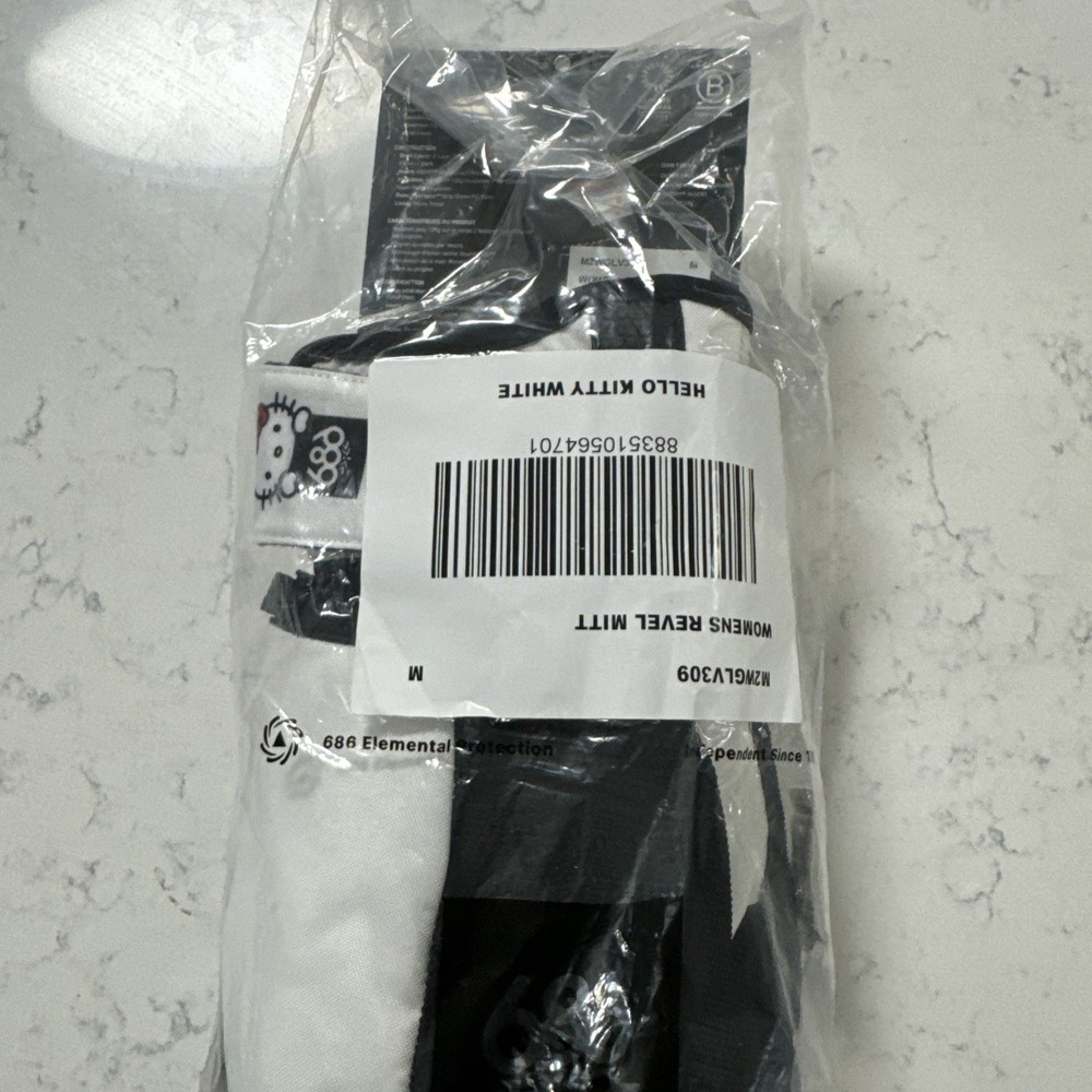 686 x Hello Kitty Revel White Snowboard Mittens Size M