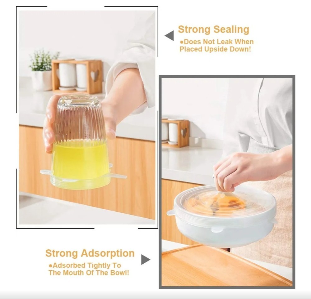 4 Pack Same Size Silicone Stretch Lids, Thicker Reusable Sturdy Silicone B32