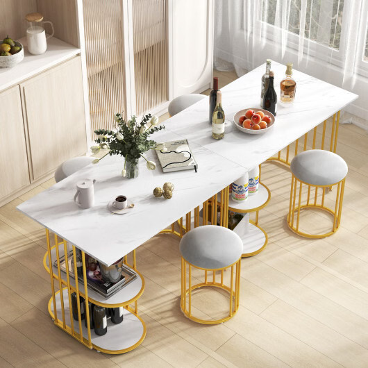 Rectangular Dining Table for 2 with 2-tier Storage Shelf for Small Space Dining