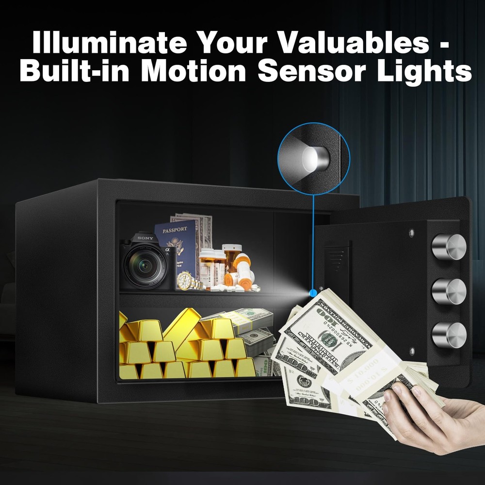 1.5 Cu Ft Small Fireproof Safe Box For Home Documents with Type-C External Po...