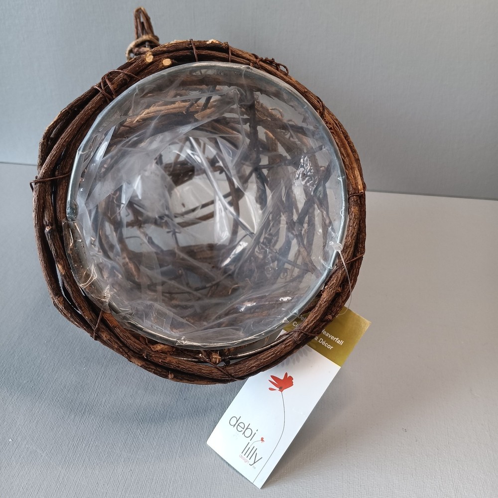 Debi Lilly Weaverfall Cornucopia Decor Grapevine Basket RemoveablePlastic Lining