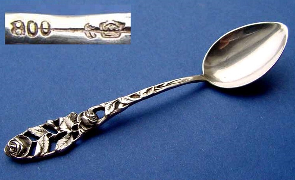 Coffee Spoon, Hildesheimer Rose, 800 Silver B440