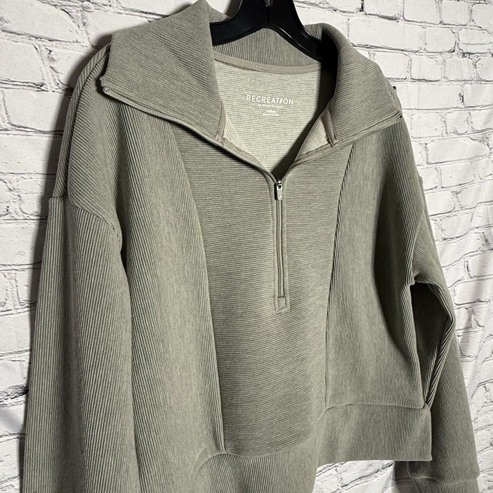 Thread & Supply Recreation ‘Kristine’ 1/2 Zip Pullover, Heather, Ribbed, MEDIUM
