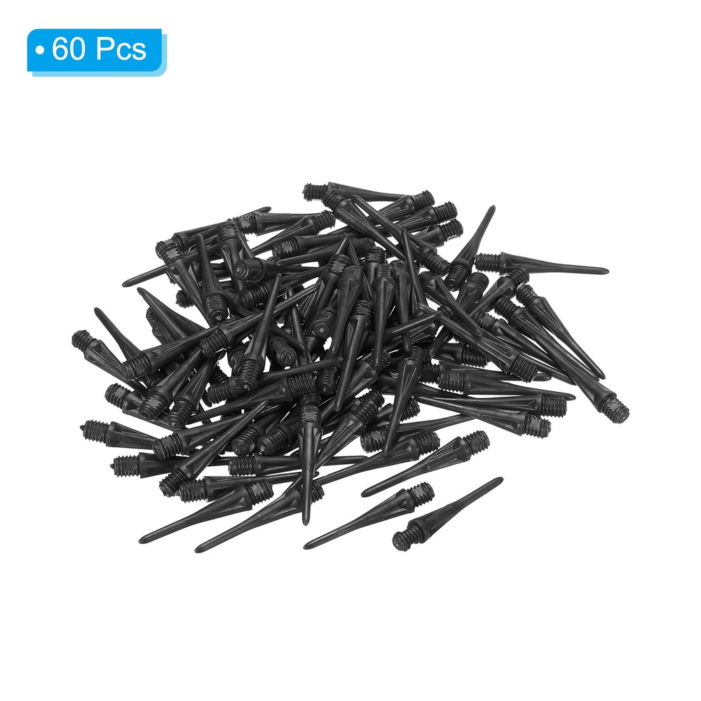 Plastic Dart Tips, 60 Pack 2BA Thread Soft Dart Tips Plastic Tip, Black