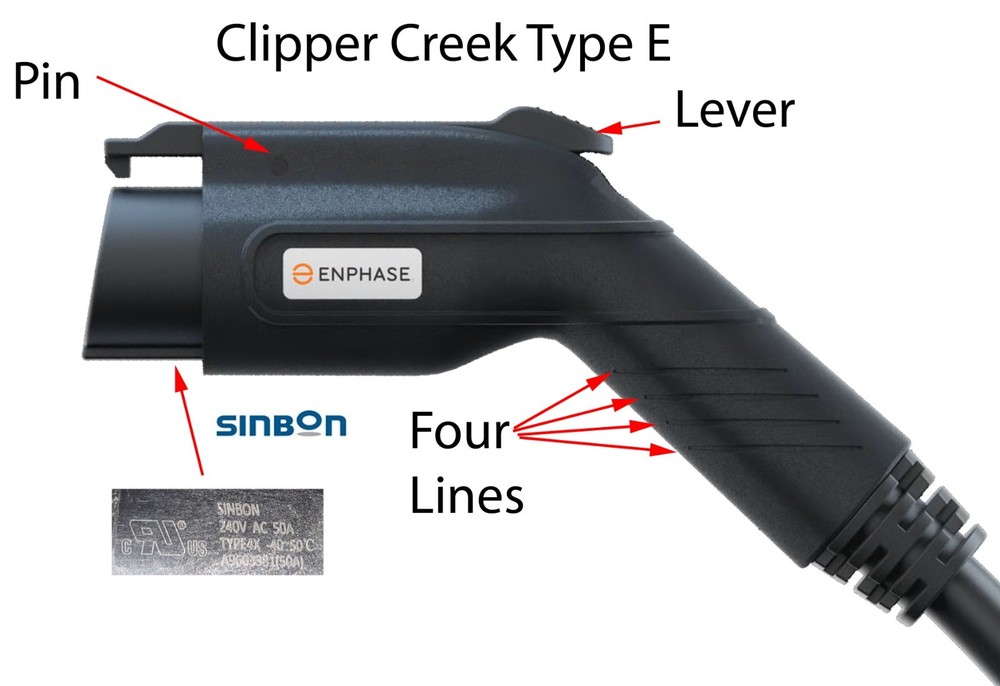 Clipper Creek Type E J1772 Connector Lever latch 3D printed Enphase